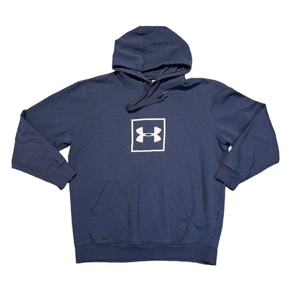 Under Armour Womens Hoodie Hooded Sweatshirt Pullover Navy Blue Logo Large - Picture 1 of 9